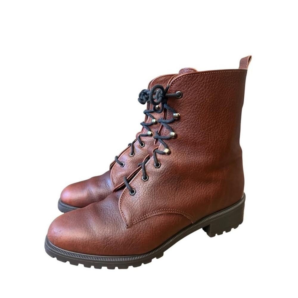 Eddie Bauer Vintage Brown Leather Lace Up Field Boot Women size 9 made in USA - Picture 2 of 8